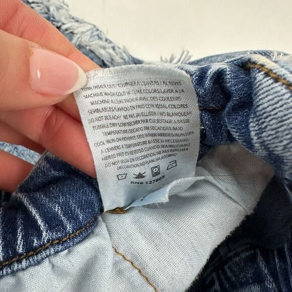 Jessica Simpson Girls Sz L (12) Acid Wash Paperbag Denim Shorts Elastic Waist - Picture 7 of 8